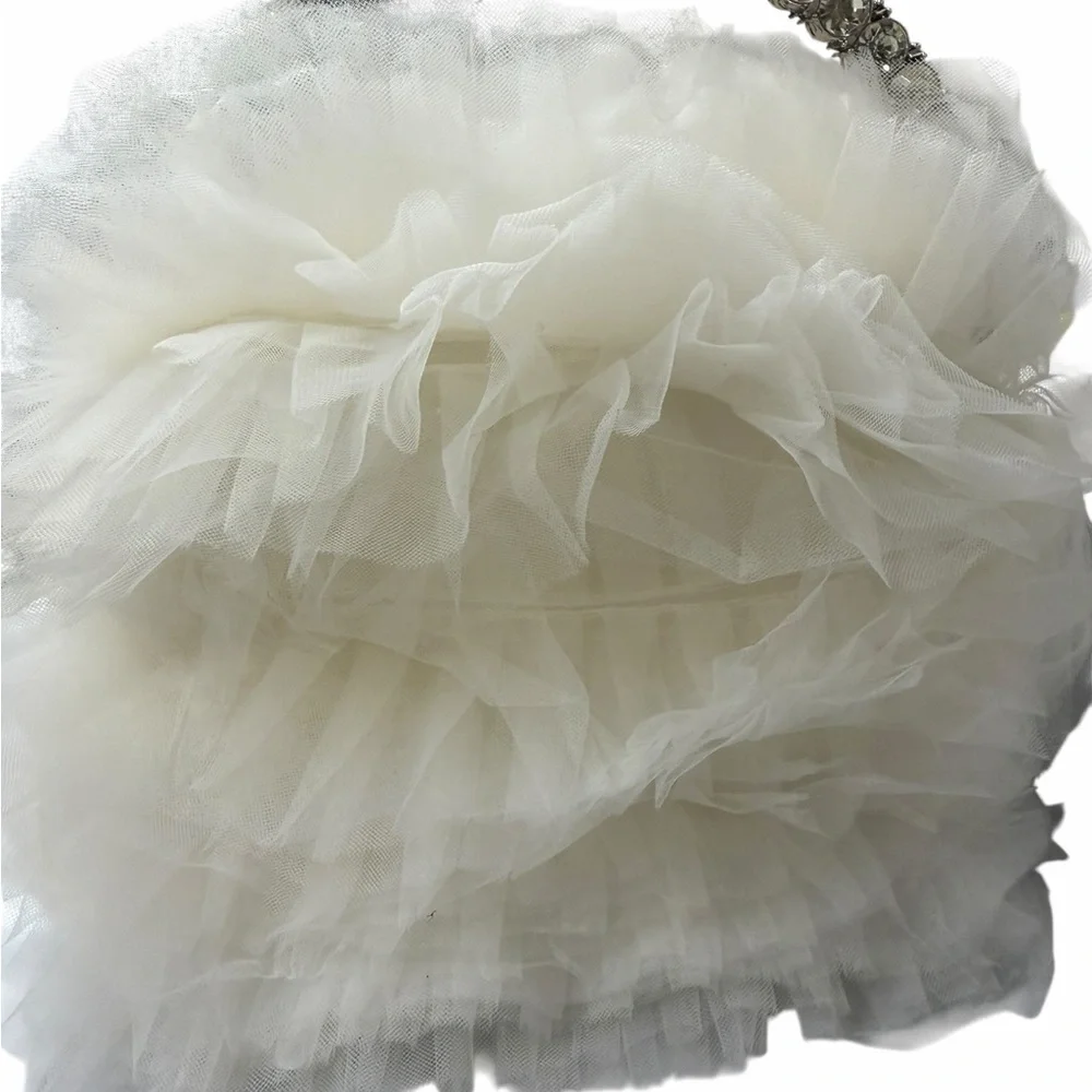 Anthropologie Bagley Mischka jazzie chiffon ruffle pouch clutch